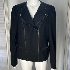 INC Black Asymmetrical Zip-up jacket
